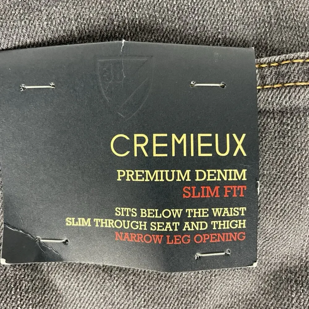 Cremieux Premium Denim Jeans Men's Slim Fit Stretch Gray 38x32